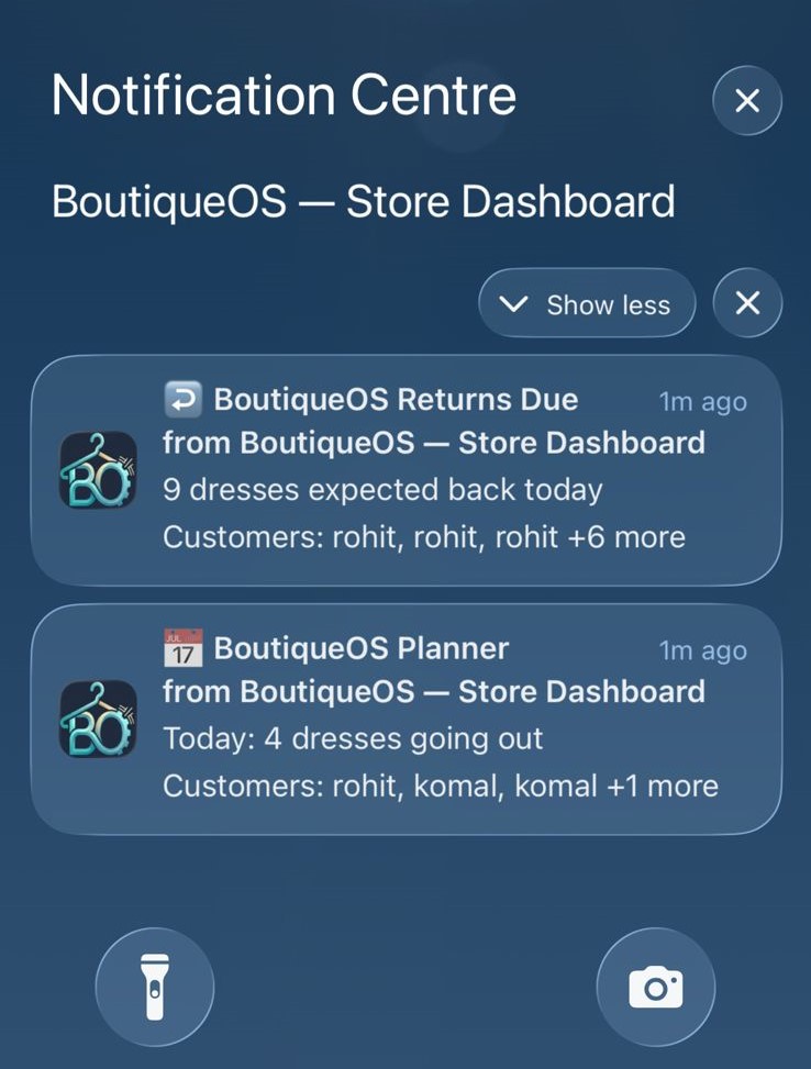 BoutiqueOS Notification